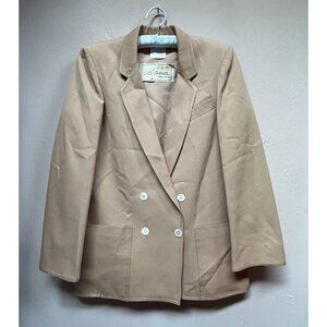 Cojana Womens Career Double-Breasted Wool Blazer Jacket Khaki Pocket Lightweight
